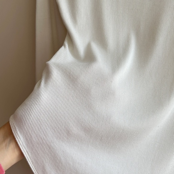MangoPop Button Down Ribbed Long Sleeved Scoopneck Bodysuit, Size Large, White - Picture 12 of 16